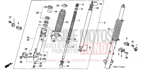 FOURCHETTE AVANT XRV650J de 1988
